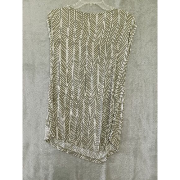 Chicos Travelers Top Sz 1 / M Slinky Liquid Knit Sleeveless Drape Green Beige - Picture 2 of 9